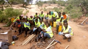 Masongaleni youth group given safety gear during do-nou implementation at Makueni County